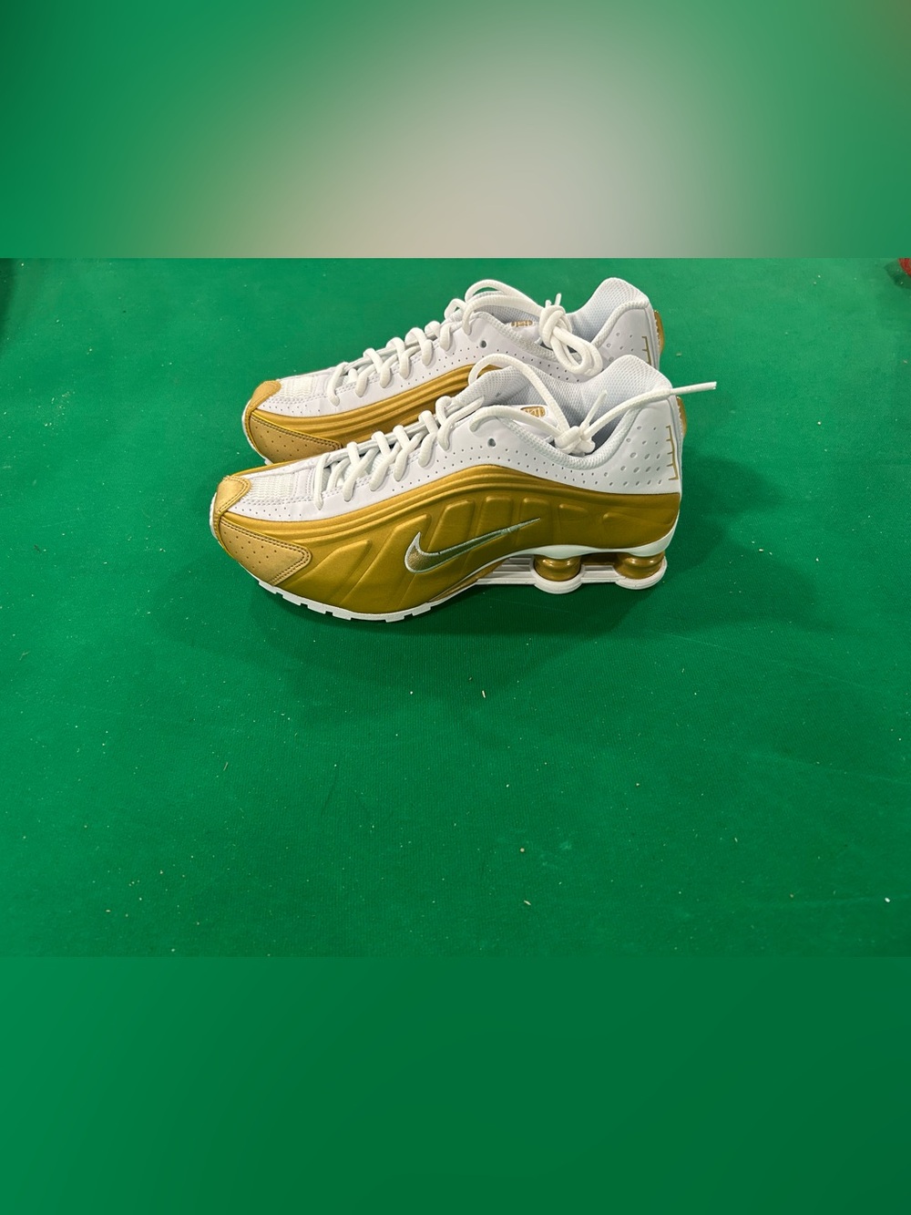 Nike Kids Shox Sneakers in White and Gold